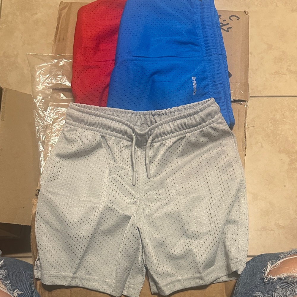 Light Gray Mesh Athletic Shorts - Drawstring